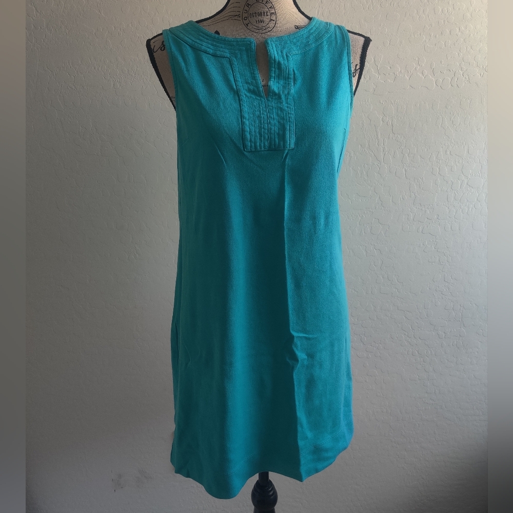New York & Company 100% cotton teal blue summer Sleeveless Mini Dress_medium